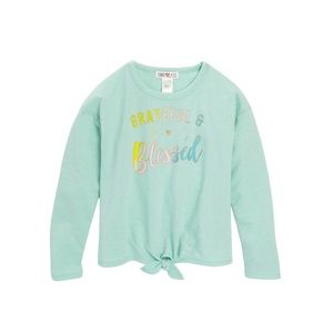 Kandy Kiss Girls Grateful and Blessed Tie Front Sweatshirt